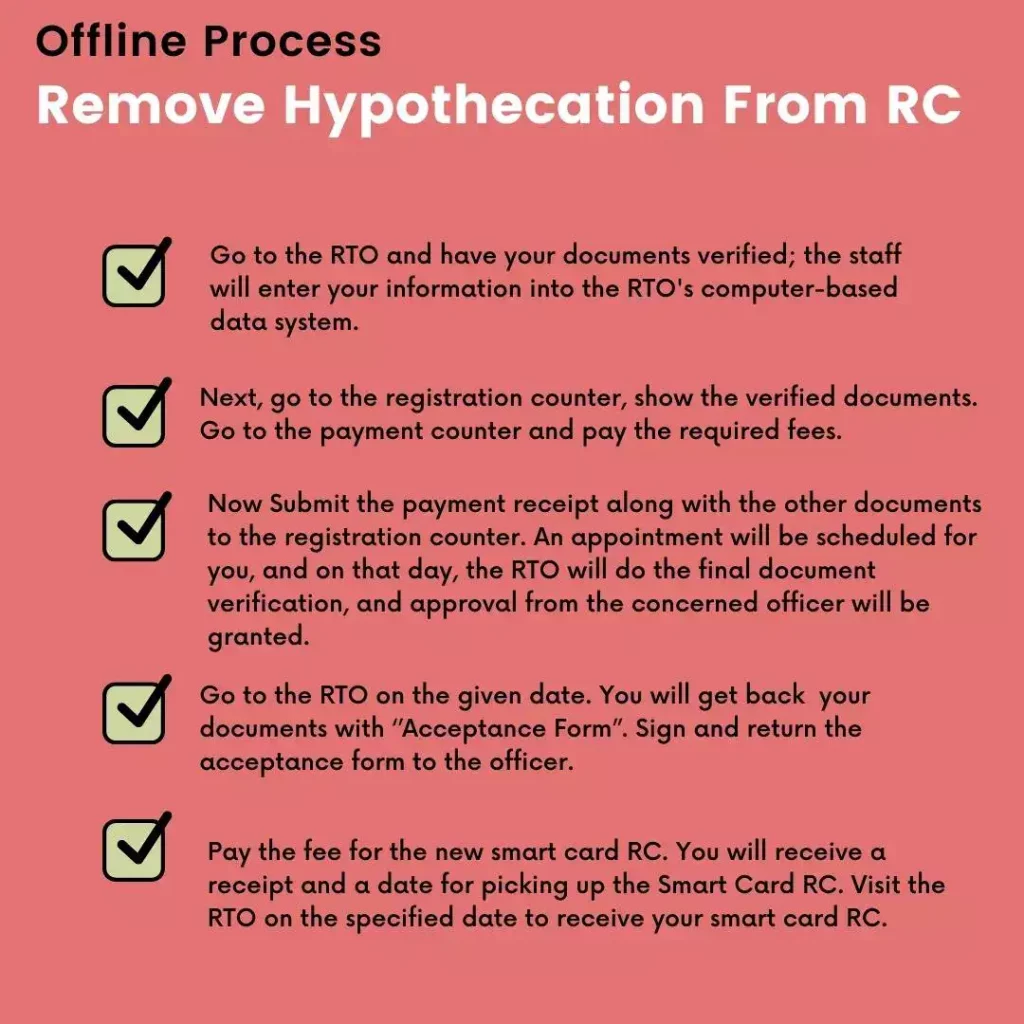 how to remove hypothecation from rc