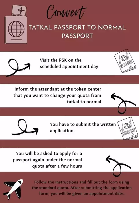 convert your tatkal passport application to a normal passport application.