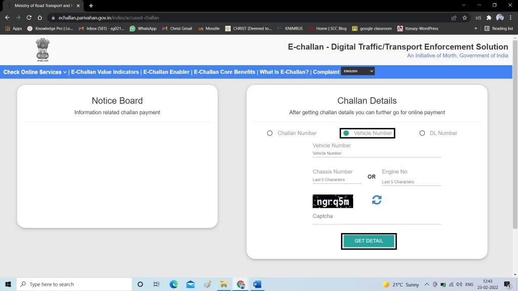 traffic violation check by vehicle number