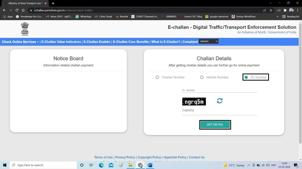 Traffic violation check by vehicle number