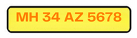 Yellow number plate with red letters -itzeazy