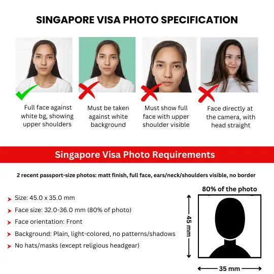 Singapore visa photo size